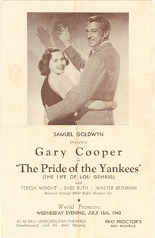 1942 "The Pride Of The Yankees" World Premier Theater Program